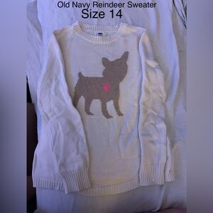 Old Navy White Sweater with Deer Design
